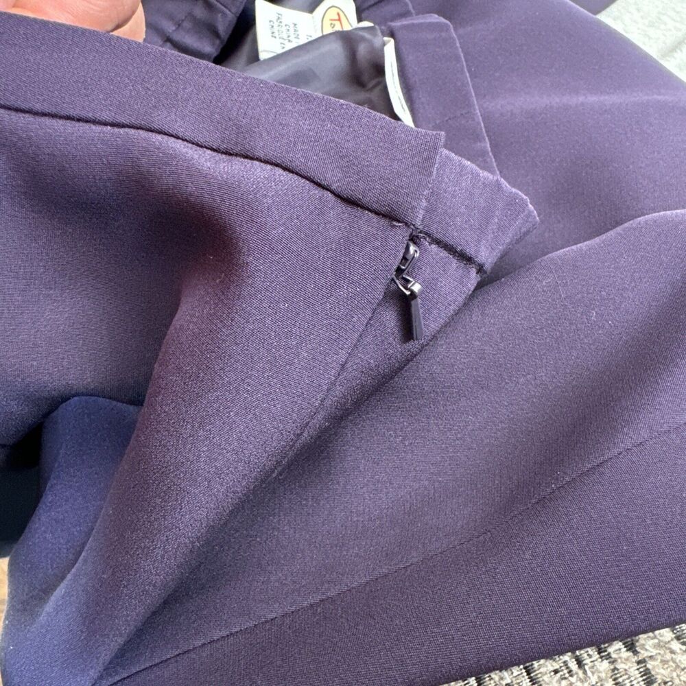 100% Silk Trousers Pants Talbots Women's Size 12 Purple High Waisted Pleated - Picture 9 of 12